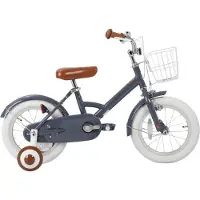 Happiq Kinderfiets – Voor kinderen – Met mand, spatborden, volledige kettingkoffer en zijwieltjes – 30 cm / 41 cm / 46 cm wielen, grijs
