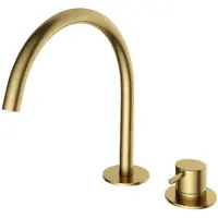 Hotbath Cobber - Wastafelmengkraan - zonder Waste - Laag - Geborsteld Messing PVD - Opbouw - Messing - V14