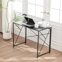 MODFU - Bureau - Inklapbaar En Ruimtebesparend - Voor Homeoffice - MDF En Metaal - Zwart - 99 X 50 X 75 Cm
