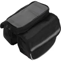 Gistuch Fietsframe tas, gemaakt van 600D nylon, met een slijtvaste TPU-coating, reflecterende banden, dubbele rits, schokbestendige telefoonhouder, zwart
