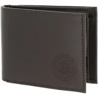 OXMOX Leren portemonnee Leather RFID Protect Pocketbörse Circle Bloom Embossed Brown donkerbruin