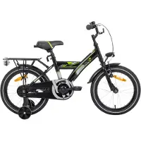 Happiq Kinderfiets Mountainbike – Voor jongens en meisjes van 5–9 jaar – Lichtgewicht, met bagagedrager – 41 cm / 46 cm wielen, zwart