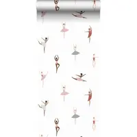 ESTAhome behang ballerina's oudroze en vergrijsd blauw - 53 cm x 10.05 m - 139535