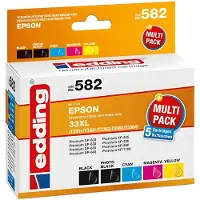 Edding Inktcartridge vervangt Epson 33XL, T3357, T3351, T3361, T3362, T3363, T3364 Compatibel Combipack Zwart, Foto zwart, Cyaan, Magenta, Geel EDD-582 18-582