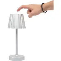 Home Deco Factory Portable tafellamp LED - zilver - touch - 26 cm - batterij - binnen / buiten