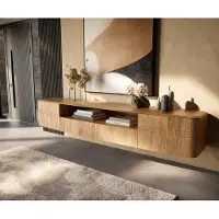 DELIFE Tv-meubel Nagaru 240 cm acacia aura 2 deuren 2 laden 1 vak zwevend