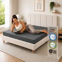 Arensberger Luisa opvouwmatras 140x200 cm, in drie delen opvouwbaar gastenmatras 15 cm, gel-traagschuim, opvouwmatras als vloermatras, slaapstoel en logeerbed, middengrijs, Oeko-Tex-gecertificeerd