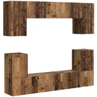 vidaXL Tv-meubelset Wandgemonteerd 5 pcs Oud Hout Bewerkt hout