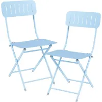En.casa Klapstoel Sande set van 2 tuinstoelen 84,5x42x50 cm lichtblauw []