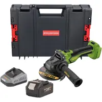 Procraft PGA22-BB accu haakse slijper 20 V 125 mm borstelloos + 1x accu 4,0 Ah + oplader + RHINO gereedschapskoffer