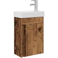 vidaXL Badkamerkast onder wastafel met kraan, vintage houtlook