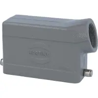 Harting Han 16B, laag model, met tulebehuizing, 1xPG21 zijuitgang voor kabels, geschikt voor 1 klem (aan het onderste deel), PG21 schroefdraad