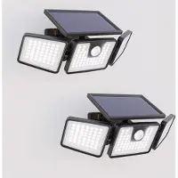 HOFTRONIC™ Set van 2 Edon Solar Wandlampen buiten met PIR bewegingssensor - Incl. Schemersensor - IP44 waterdicht - 156 LED's - 7 watt - 6500K 700 lumen daglicht