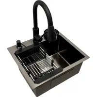 OEM Keukenwastafel, uittrekbare kraan, gemakkelijk schoon te maken, zwart