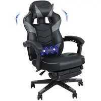 Puluomis - Gaming Stoel - 135° Verstelbare Rugleuning - Gaming Stoel met inklapbare Voetsteun - racerstijl - Geïntegreerde Armleuningen - Maximale Belastbaarheid 150kg - Grijs