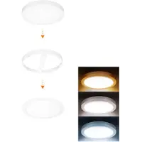 Solight LED-minipanelverlichting voor de badkamer, 2-in-1, 3 lichtkleuren, inbouw- of opbouwmontage, 18W, 1530 lm, IP54, wit, rond, model WD242-W