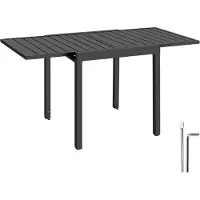 TecTake Aluminium Tuintafel - Uitschuifbaar - 70 x 70 cm of 140 x 70 cm - 4 tot 6 Personen - Weerbestendig - Tafel voor Buiten - Bijzettafel of Eettafel - Lamellen - Grijs