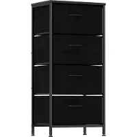 Northix Commode met 4 lades, houten bovenblad, metalen frame, zwart