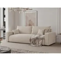 Fun-Möbel Driezitsbank met slaapfunctie, model LUNA, bekleed met stof Centaur in de kleur beige