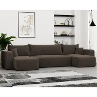 Fun-Möbel Zitmeubel met slaapfunctie, slaapbank LUNA, bekleed met stof Poso, donkerbruin