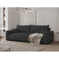 Fun-Möbel Driezitsbank met slaapfunctie, model LUNA, bekleed met stof Poso, kleur zwart