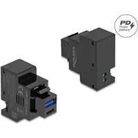 DeLOCK Keystone Module with USB Type-A and USB Type-C Charging Port PD 20 W black