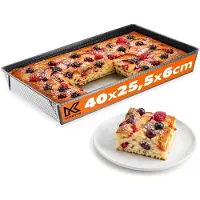 Kadax Rechthoekige bakvorm, bakplaat in 3 maten, hoge plaatranden voor cake, toastbrood, cheesecake, brownie, onderhoudsvriendelijke bakvorm, warmteverdeling (40 x 25,5 cm, zwart)