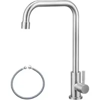 CECIPA MAX Luxe Keukenkraan Geborsteld RVS - Enkele Koudwaterkraan - Modern 7-Design - 360° Draaibaar