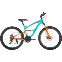 Happiq Mountainbike 66 cm – Voor heren en dames voor recreatief en sportief gebruik op terrein – Met 21 versnellingen en dubbele mechanische schijfremmen – Oranje aluminium frame met spatbord