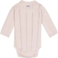 Lodger Romper met lange mouwen - Pointelle - Roze - Maat 62 - bio katoen - Overslag romper