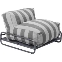 Oviala - Gestreepte loungestoel met modulaire tuinmeubelen en grijs frame - Mixi