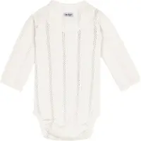 Lodger Romper met lange mouwen - Pointelle - Wit - Maat 68 - bio katoen - Overslag romper