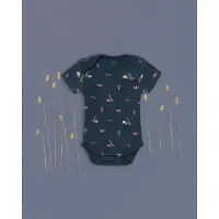 Fresk Romper met Korte Mouwen 6-12 m - Babykleding - Biologisch Katoen - Donkerblauw - Rabbit Mood Indigo