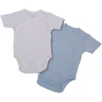 Gamberritos rompers korte mouw blauw/wit 0 6 maanden 2 stuks
