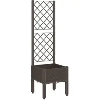 vidaXL Plantenbak met latwerk 40x40x142 cm polypropeen bruin, bloempot, buitenpot, planten pot, bloembak, plantenpot, tuinpot, plantenbak buiten