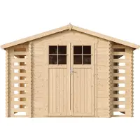 Timbela M391F+M391G - Houten tuinhuis-brandhoutschuurtje - 5,47 m² - 206x328xH224 cm - met vloer