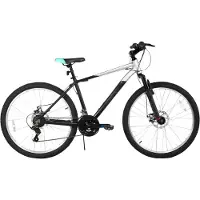 Happiq Mountainbike – Voor heren en studenten – 18 versnellingen, voor- en achterschijfremmen, verende vork – 66 cm / 70 cm wielen, zwart, aluminium frame