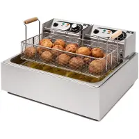 HCB - Professionele Horeca Visfriteuse / Oliebollenpan - 14 liter - 2 x 230V - RVS / INOX friteuse - frituurpan voor vis en oliebollen - 44x57x31.5 cm (DxBxH) - 5000W - 2581