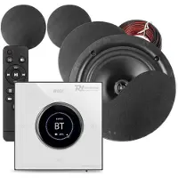 Power Dynamics Powerline B100W inbouw versterker met 4 plafondspeakers - 6.5 inch - 4x 25W - Zwart