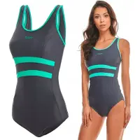 Zagano - Badpak dames - Sneldrogende - Sport zwempak - Strandpak damen - Maat 36 - grijs / groen