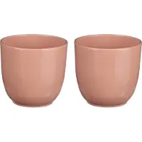 Mica Decorations Plantenpot/bloempot Tusca - 2x - Lichtroze - keramiek - glans - D28/H25 cm