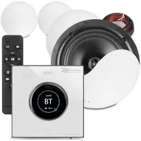 Power Dynamics Powerline B100W inbouw versterker met 4 plafondspeakers - 6.5 inch - 4x 25W - Wit