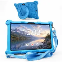 AngelTech Kindertablet XL – 3+4GB RAM - 32+64GB – Android 14 - 100%Kidsproof - Extra Groot – Vanaf 3 Jaar - Ook Voor Volwassen Gebruik - 10 Inch - Ouderlijk Toezicht – Fidgy Beschermhoes – Blauw