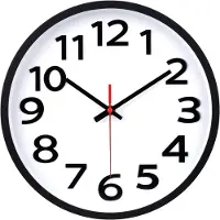 JeiibrZui 30 cm Stille Wandklok - Grote Cijfers - Goed Leesbaar - Zwarte Ronde Kwartsklok voor Woonkamer en Kantoor