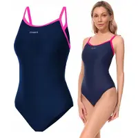 Zagano - Badpak dames - Sneldrogende - Sport zwempak - Strandpak damen - Maat 44 - blauw / roze