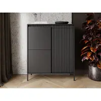 GRAINGOLD – Dressoir Sorano – Mat zwart - Hoog - Met Deuren - 104 cm