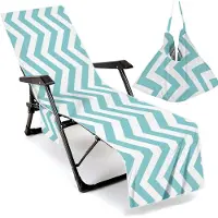Snq 1 microvezel strandstoelhanddoek - 210 × 75 cm - Opvouwbaar - Handdoektas - Strandstoelhoes - Geschikt voor zwembadstoelen en loungestoelen - Lichtblauw