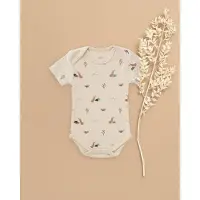 Fresk Romper met Korte Mouwen 0-3 m - Babykleding - Biologisch Katoen - Zand - Rabbit Sandshell