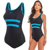 Zagano - Badpak dames - Sneldrogende - Sport zwempak - Strandpak damen - Maat 44 - zwarte / blauwe