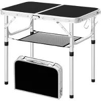 Woltu MakkelijkMooi Lichtgewicht Kampeertafel - Campingtafel - Ingeklapt 40x30 cm - Verstelbaar in 4 hoogtes - met Opbergnet en Haken